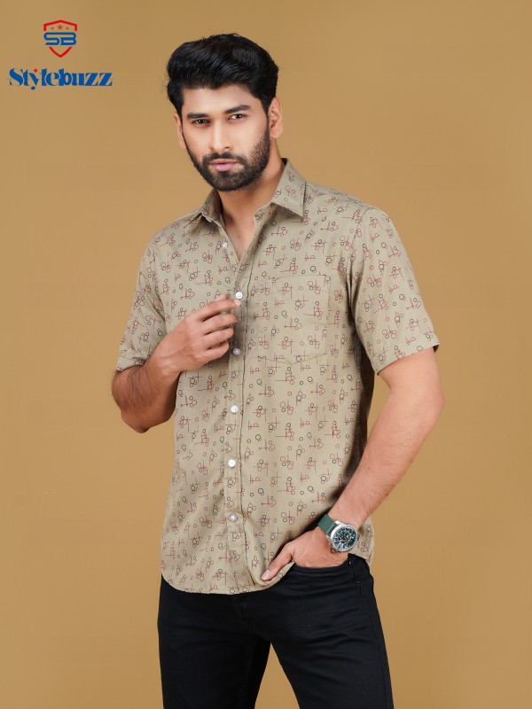 0011, Men's Casual Half Sleeve Shirt