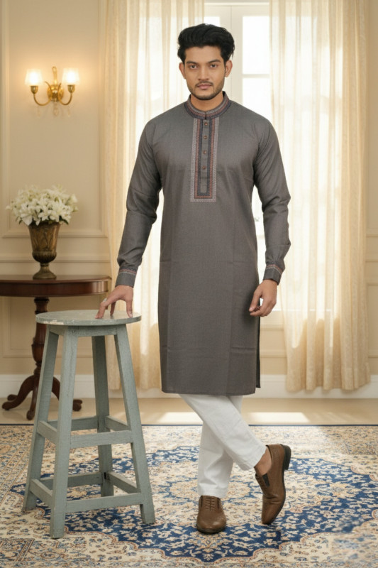 Men's Premium embroidery work Exclusive EID Collection Panjabi, P-0041